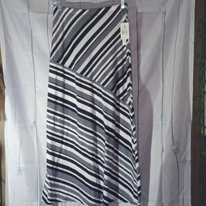 Joe B Black And White Striped Maxi skirt NWT